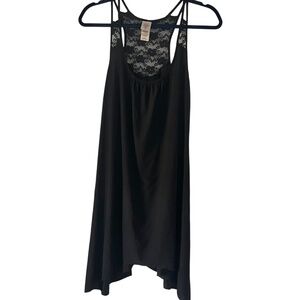 Black Lace Slip Dress Tunic Top In Bloom by Jonqull M